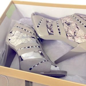 Size 8 Grey with Stone accented Michael Kors Berkeley Punch Suede Hot Fix Shoes